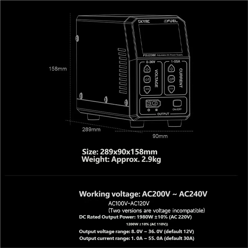 SKYRC PSU2000 1980W Adjustable - Drone With Rc reseña y precio