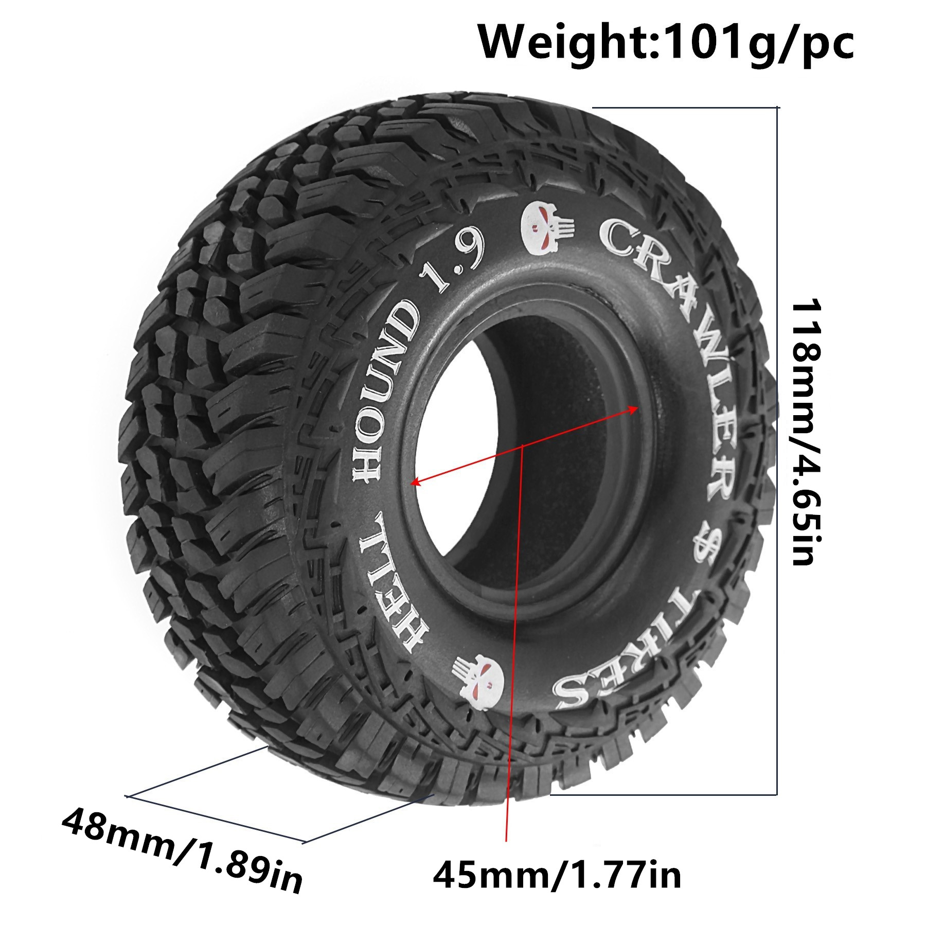 1.9 RC Tires 1/10 Rubber All T - Rc Rock Crawler reseña y precio